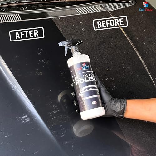 CAR SAAZ All In One Polish (1L) with Applicator Pad and Microfiber Cloth | Multipurpose Car and Bike Polish | Instant Shine polish for Exterior, Interior, and more | Restore Shine on Multi-surfaces - Image 2