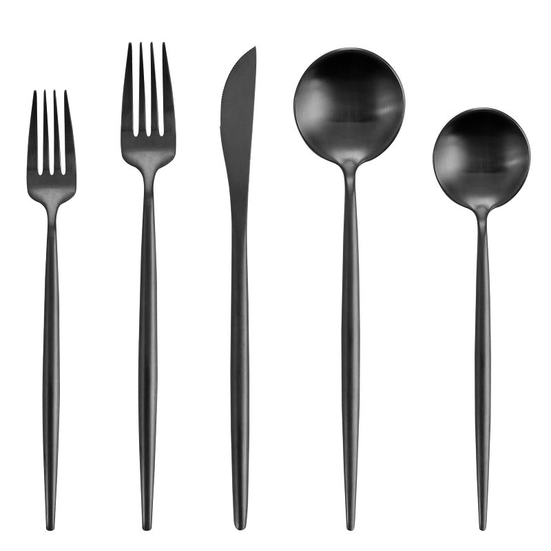 Matte Black Silverware Set Oliviola 40Piece Stainless Steel Flatware Cutlery Set Service for 8 Satin Finish Kitchen Utensil Set Dishwasher Safe