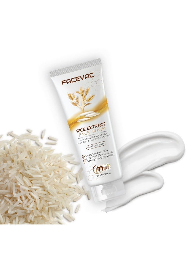 Malika FaceVac Rice Extract Brightening Face Wash 100ml | Kojic Acid & Licorice Root | Deep Cleansing, Skin Brightening & Dewy Finish | All Skin Types - Image 1