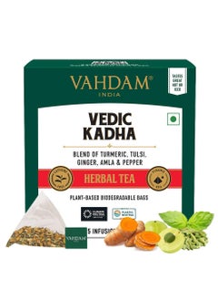 VAHDAM Vedic Kadha Herbal Tea Bags 15 Count Caffeine Free Pure Herbal Tisane Earthy and Savory Individually Wrapped  - Image 1