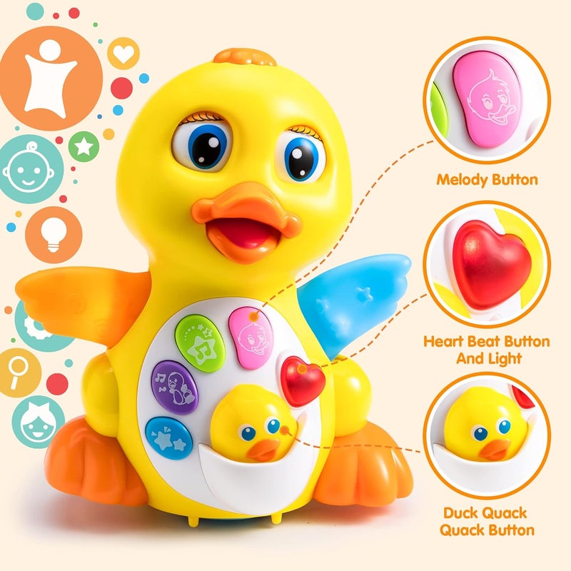 JOYIN Dancing Walking Yellow Duck Baby Toy with Music and LED Light Up for Infants, Musical Toy Babies Toddlers Interactive Learning Development - Image 3
