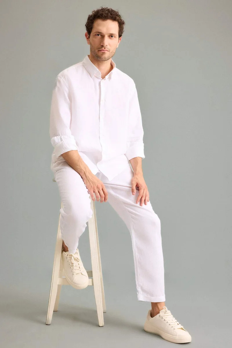 DeFacto Regular Fit Long-sleeve Linen Shirt