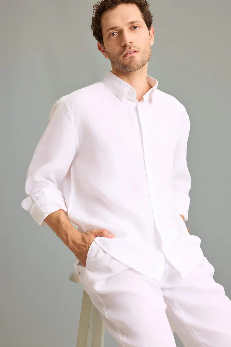 DeFacto Regular Fit Long-sleeve Linen Shirt