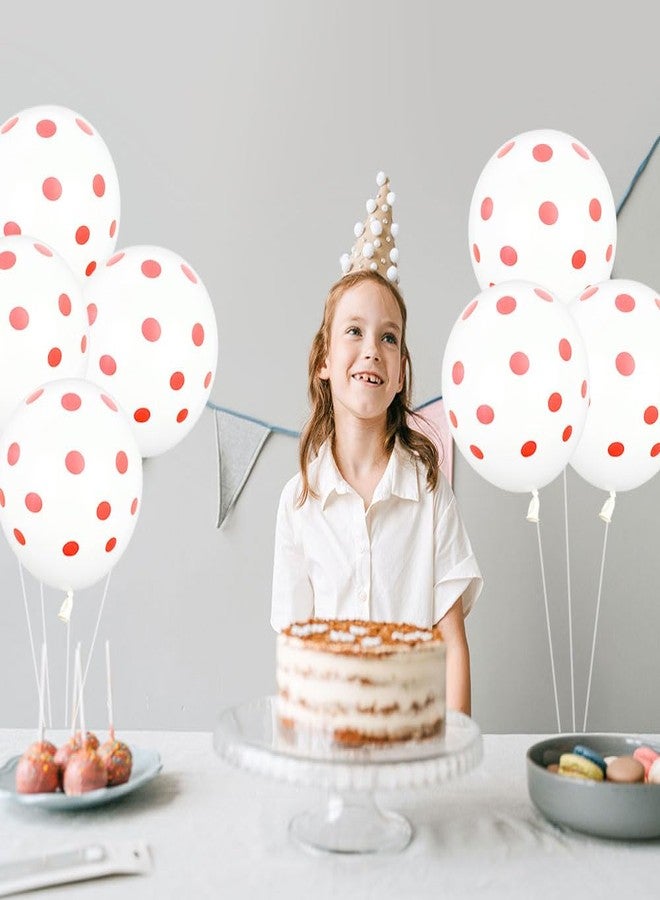 AnnoDeel 50Pcs White Polka Dot Latex Balloons, 12inch White Red Polka Dot Balloons for Valentine's Day Brithday Balloon Wedding Balloon decoration - Image 3