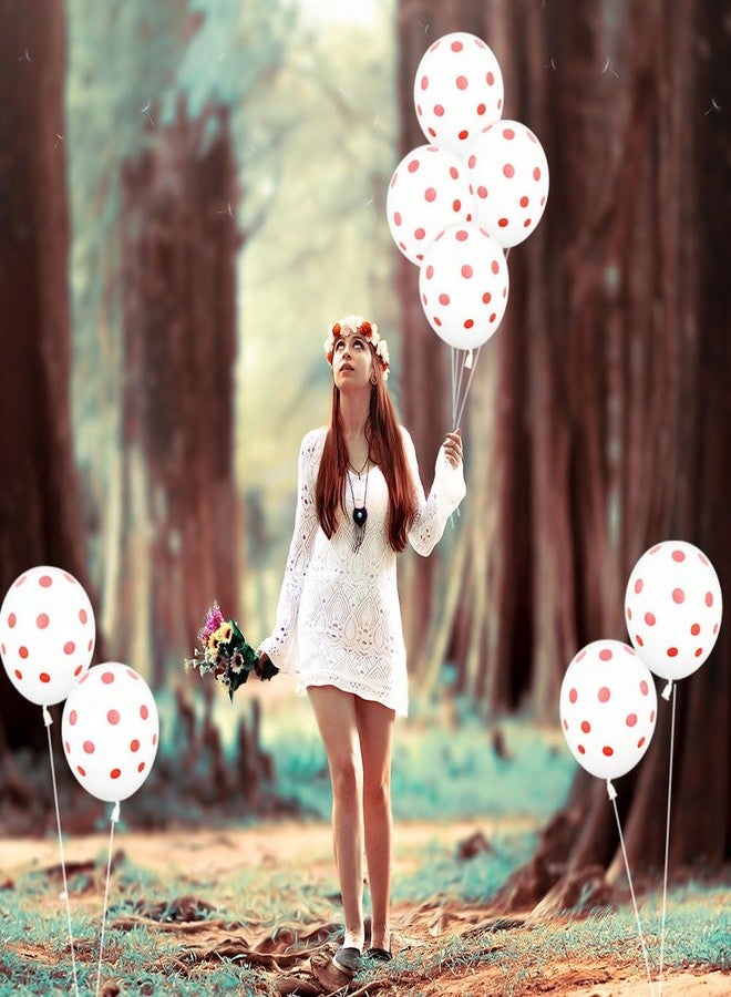 AnnoDeel 50Pcs White Polka Dot Latex Balloons, 12inch White Red Polka Dot Balloons for Valentine's Day Brithday Balloon Wedding Balloon decoration - Image 5
