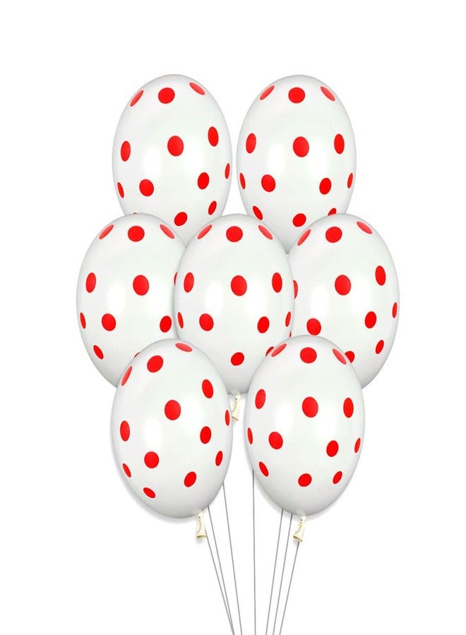 AnnoDeel 50Pcs White Polka Dot Latex Balloons, 12inch White Red Polka Dot Balloons for Valentine's Day Brithday Balloon Wedding Balloon decoration - Image 1