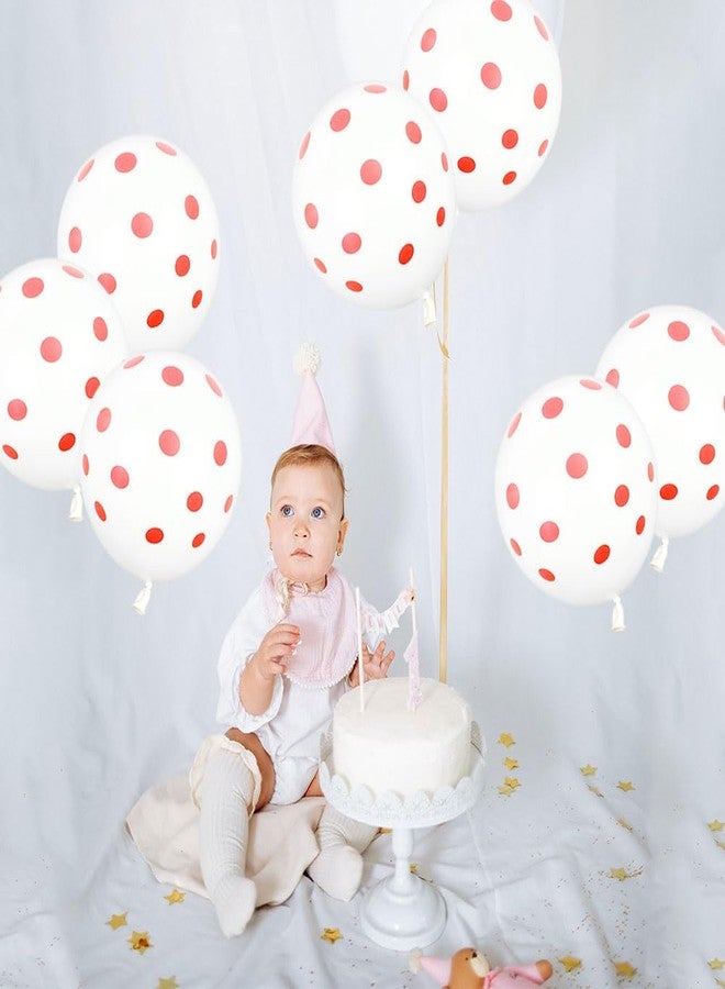 AnnoDeel 50Pcs White Polka Dot Latex Balloons, 12inch White Red Polka Dot Balloons for Valentine's Day Brithday Balloon Wedding Balloon decoration - Image 4