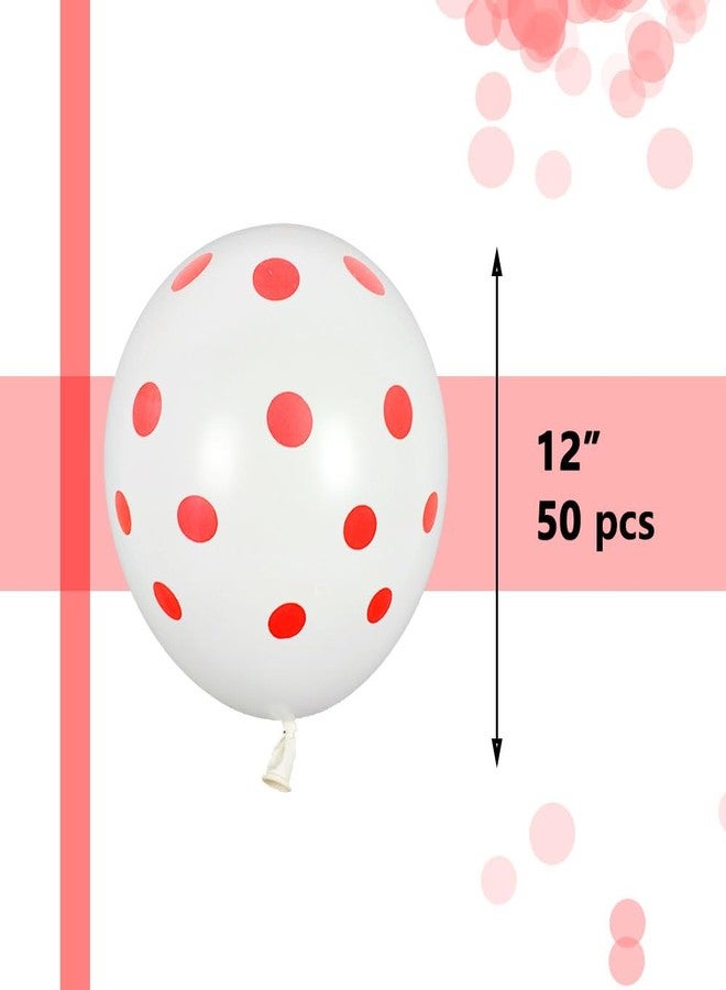 AnnoDeel 50Pcs White Polka Dot Latex Balloons, 12inch White Red Polka Dot Balloons for Valentine's Day Brithday Balloon Wedding Balloon decoration - Image 2