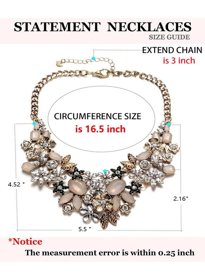 Fsmiling Womens Statement Necklaces Flower Chunky Necklace Floral Bib Necklaces Antique Gold - Image 4