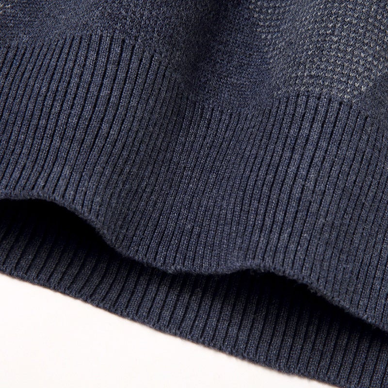 Autumn and winter New thickened mens casual personalized sweater business round neck bottoming sweater cross-border export Black and gray - Image 5