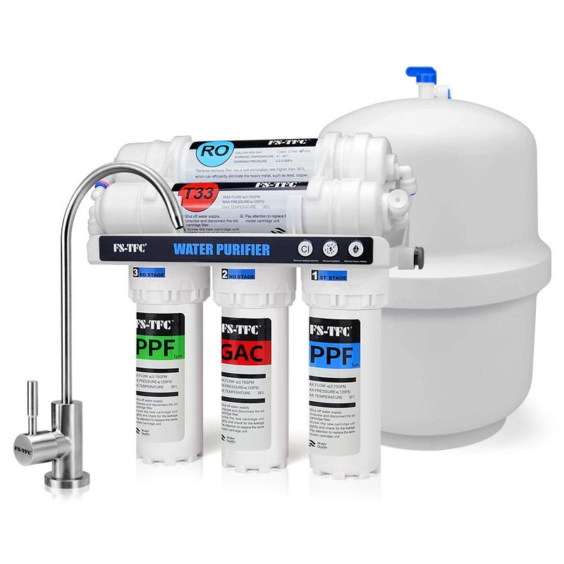 FS-TFC 5-Stage Reverse Osmosis Water Filtration System 100GPD Fast Flow Plus Extra 4 Filter for Free (FS-RO-100G-A) - Image 1