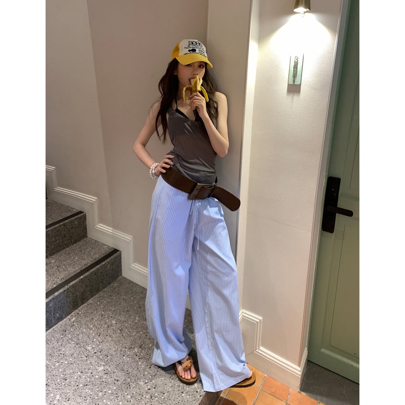 Striped Wide Leg Casual Pants - Image 2