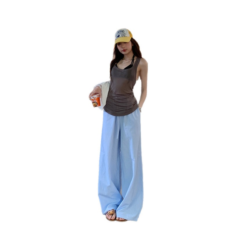Striped Wide Leg Casual Pants - Image 5