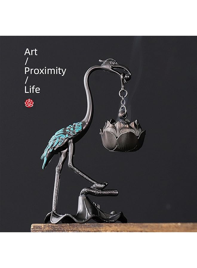 erorex Incense Cones Holder With Hanging Lotus Zinc Incense Holders With 5 Pack Home Decoration Crane Incense Cones Burner Home Decor Bedroom And Living Room Aromatherapy Decoration  - Image 3