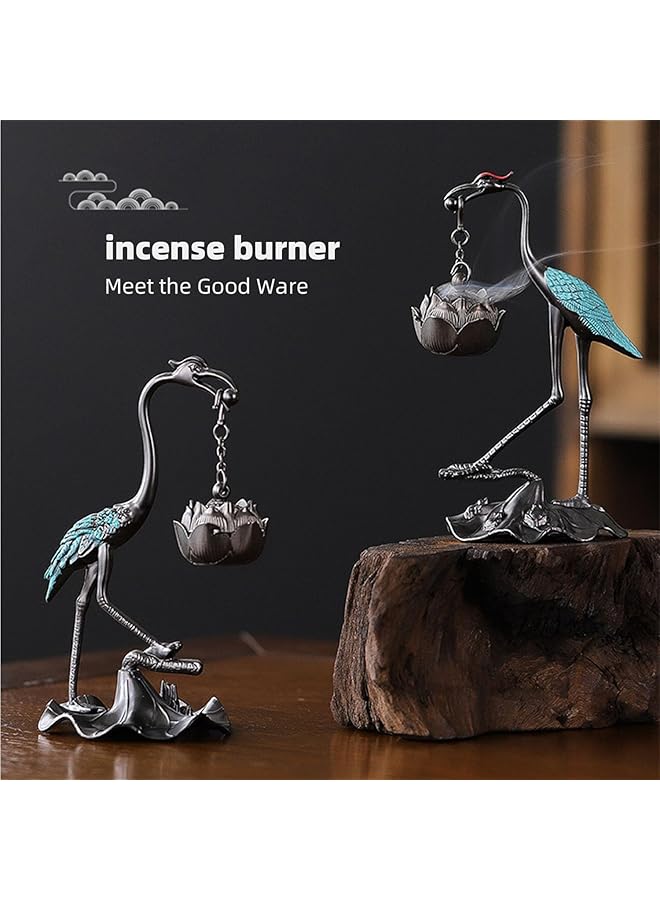 erorex Incense Cones Holder With Hanging Lotus Zinc Incense Holders With 5 Pack Home Decoration Crane Incense Cones Burner Home Decor Bedroom And Living Room Aromatherapy Decoration  - Image 5