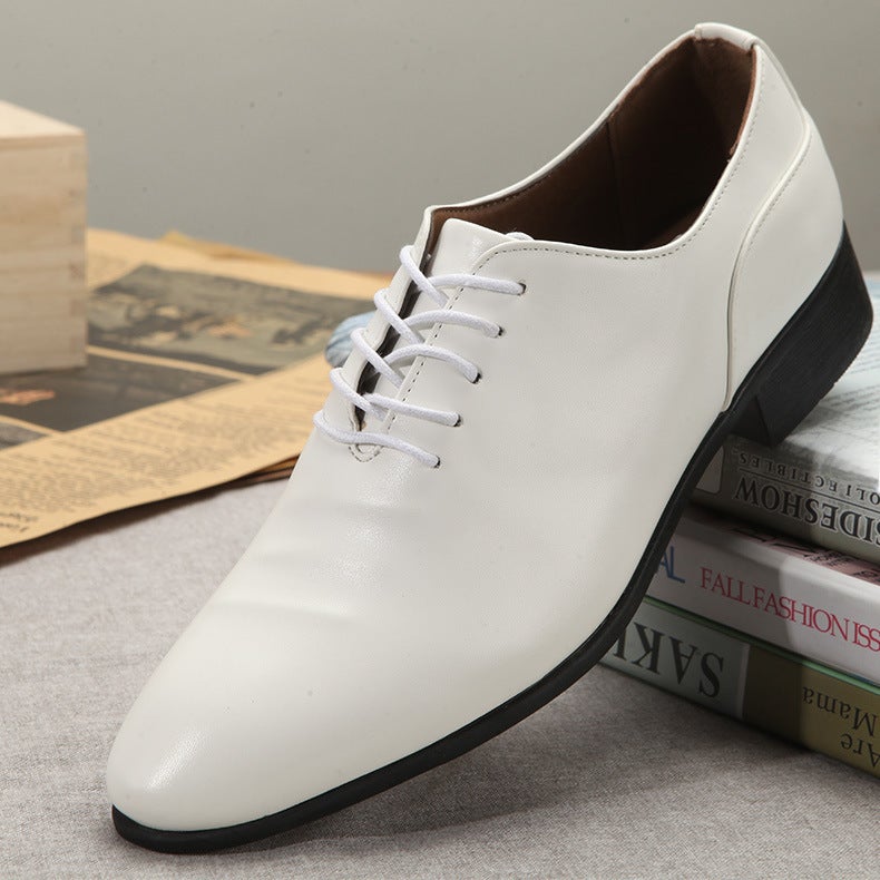 Korean Style White Pointed Mens Business Casual Shoes for Spring/SummerWhite 8379 White 8379