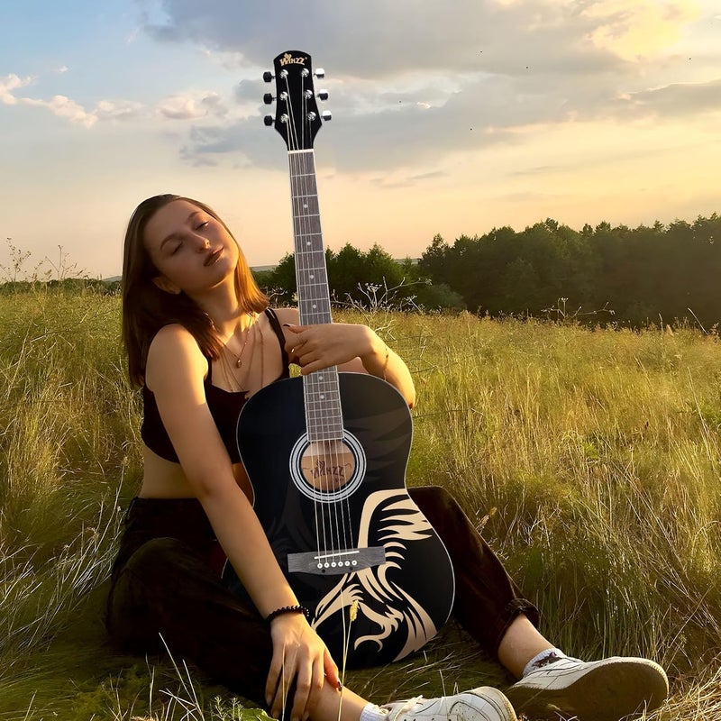 Winzz AF227A 39 Inches Concert Acoustic Acustica Guitar with Full Kit, Powerful Eagle - Image 2