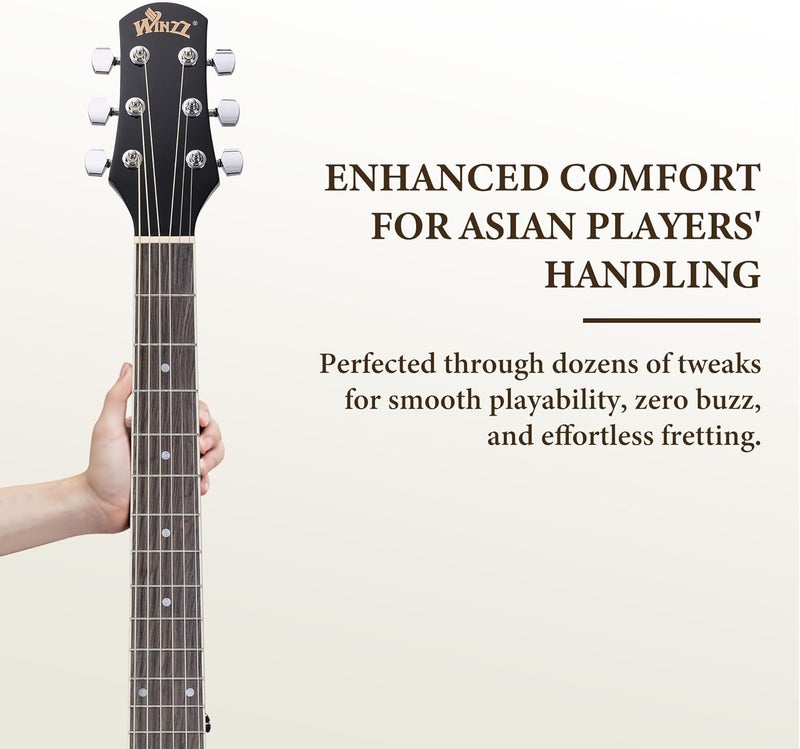 Winzz AF227A 39 Inches Concert Acoustic Acustica Guitar with Full Kit, Powerful Eagle - Image 4