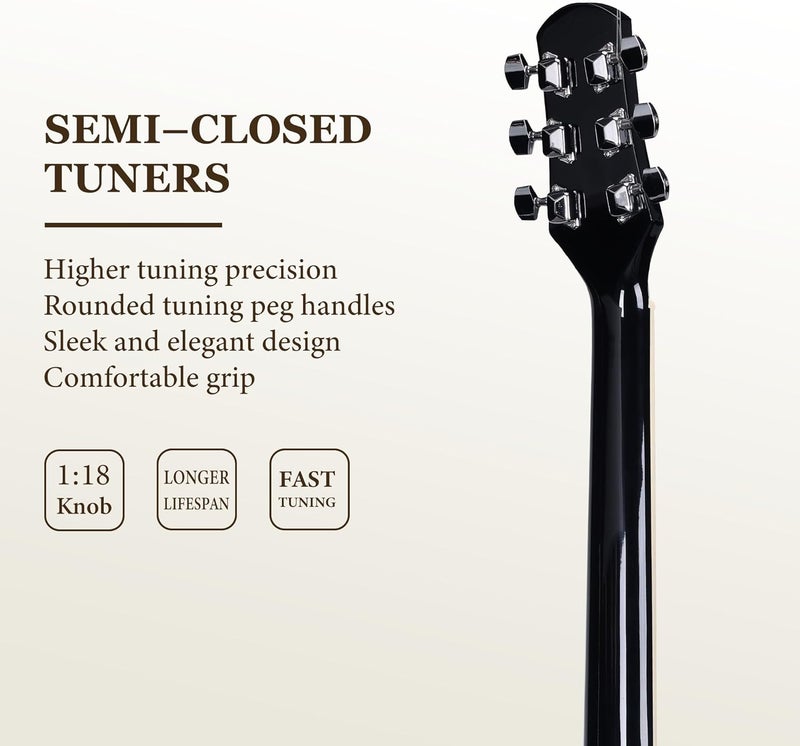 Winzz AF227A 39 Inches Concert Acoustic Acustica Guitar with Full Kit, Powerful Eagle - Image 5