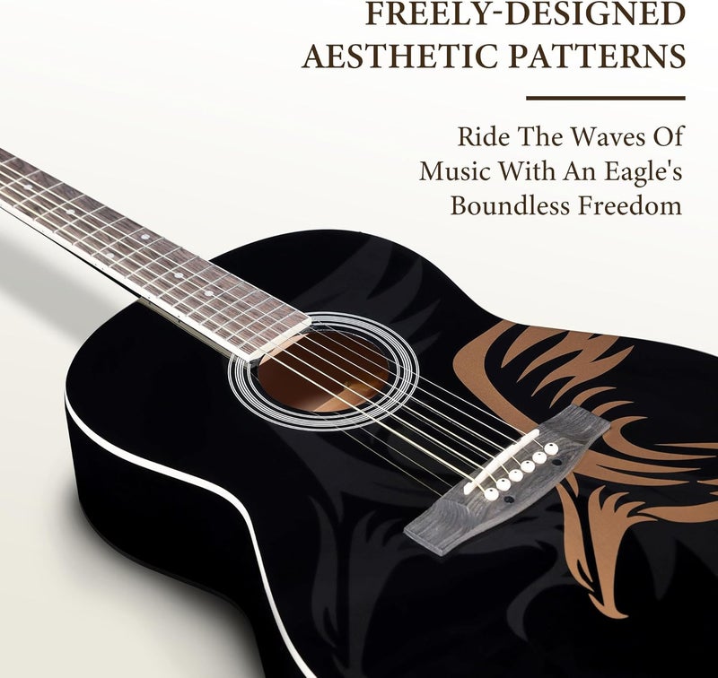 Winzz AF227A 39 Inches Concert Acoustic Acustica Guitar with Full Kit, Powerful Eagle - Image 3