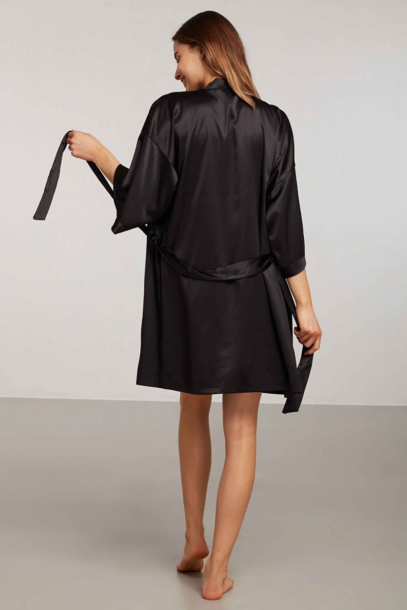 KOM Kimono Collar Long Sleeve Mini Women's Dressing Gown Sofia Dressing Gown - Image 3