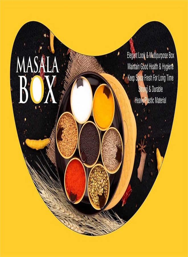 Red Champion Masala Rangoli Box Dabba for Keeping Spices | Spice Box for Kitchen | Plastic Wooden Style Masala Box | Masala Container | Masala Dabba (Brown Round) - Image 5