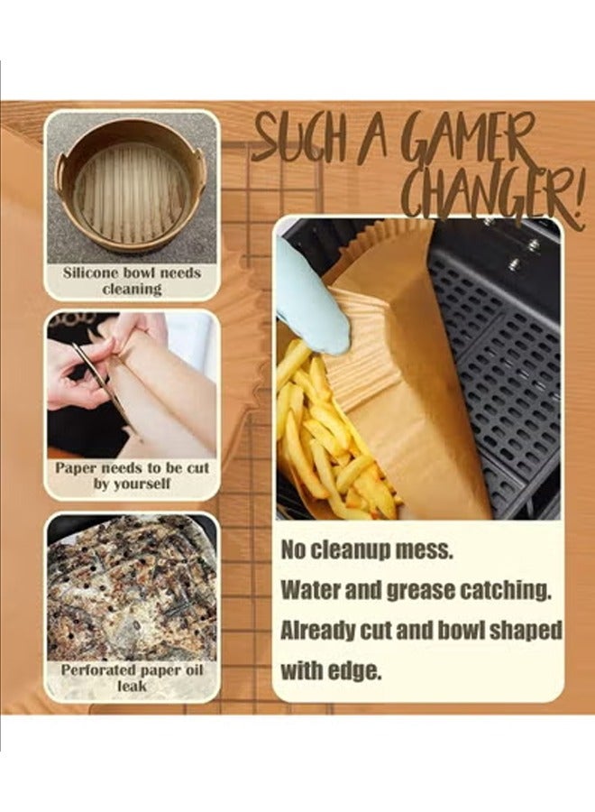EHOME Air Fryer Liners 100 PCS Non-Stick Disposable Square Cooking Greaseproof Paper Parchment Paper Liner Compatible(7.9IN) - Image 5