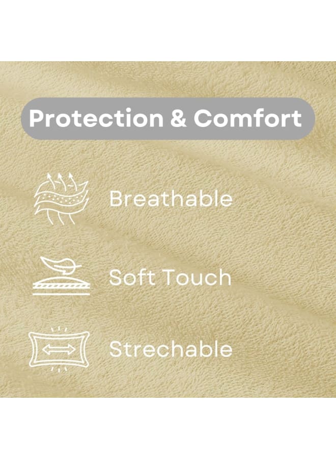 Luxury Waterproof Mattress Protector - Liquid Protection - Comfortable Sleep - Beige - Image 3
