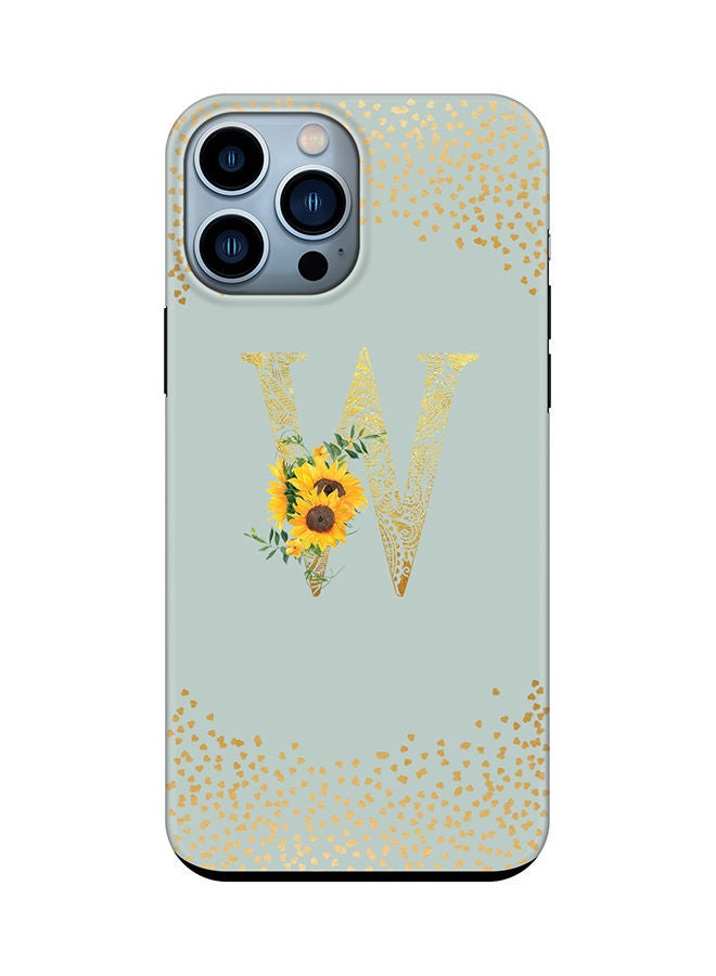 Stylizedd Monogram Tough Series for Apple iPhone 13 Pro Max Custom Initials Floral Mandala Pattern Tough Pro Dual Layer hybrid PC inner TPU protection Alphabet- W (Light Green) - Image 1