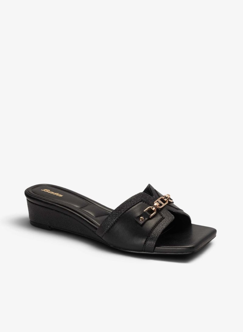 Bata Low Heel Decorative Slide Sandals - Image 1