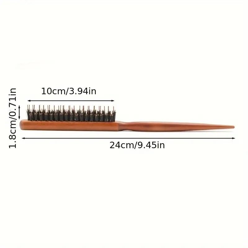 Sweetpea SWEETPEANew Teasing comb Wood Handle Natural Boar Bristle Hair Brush Fluffy Comb Hairdressing Barber Tool - Image 5