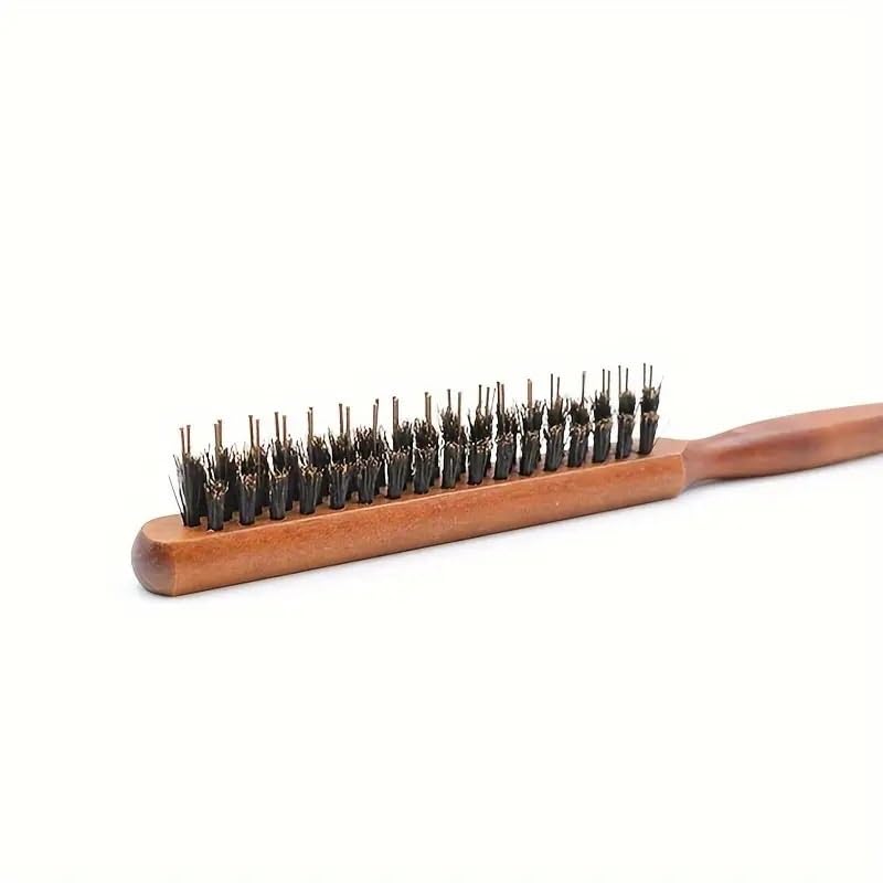 Sweetpea SWEETPEANew Teasing comb Wood Handle Natural Boar Bristle Hair Brush Fluffy Comb Hairdressing Barber Tool - Image 4