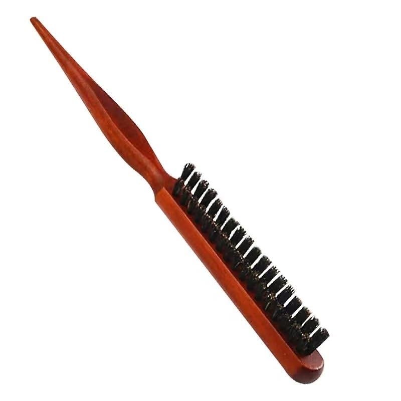 Sweetpea SWEETPEANew Teasing comb Wood Handle Natural Boar Bristle Hair Brush Fluffy Comb Hairdressing Barber Tool - Image 2