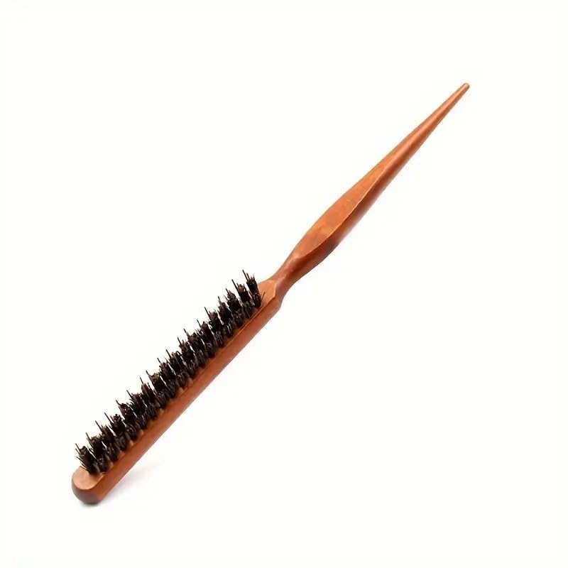 Sweetpea SWEETPEANew Teasing comb Wood Handle Natural Boar Bristle Hair Brush Fluffy Comb Hairdressing Barber Tool - Image 3