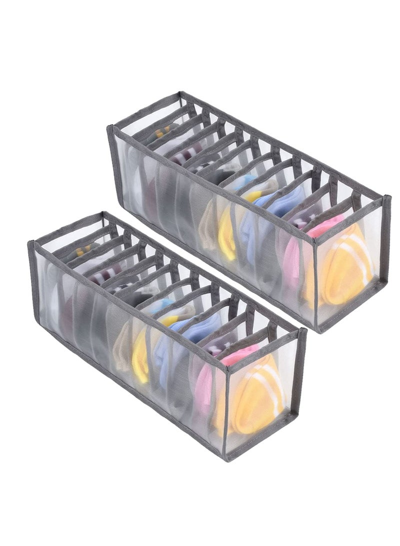 Excefore Sock Drawer Organizer Divider, Underwear Organizer, 11 Cell Collapsible Closet Cabinet Organizer Underwear Storage Boxes for Storing Socks, Bra, Handkerchiefs, Ties, Belts, 2Pcs - Image 1