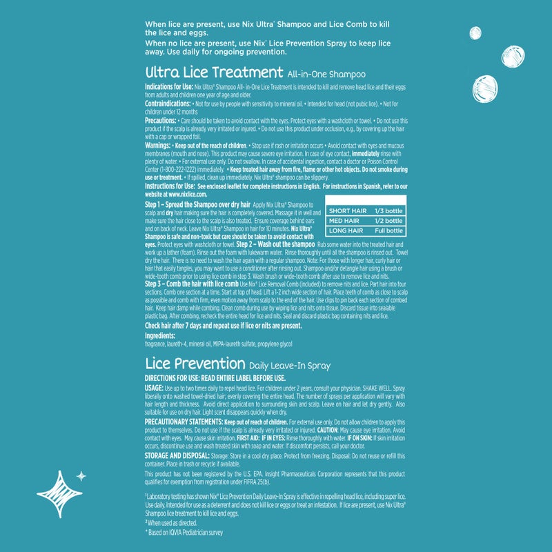 Nix Lice Treatment  Prevention Kit, All-in-One Shampoo, 4 fl oz, with Lice Removal Comb and Lice Prevention Daily Leave-in Spray, 6 fl oz - Image 5