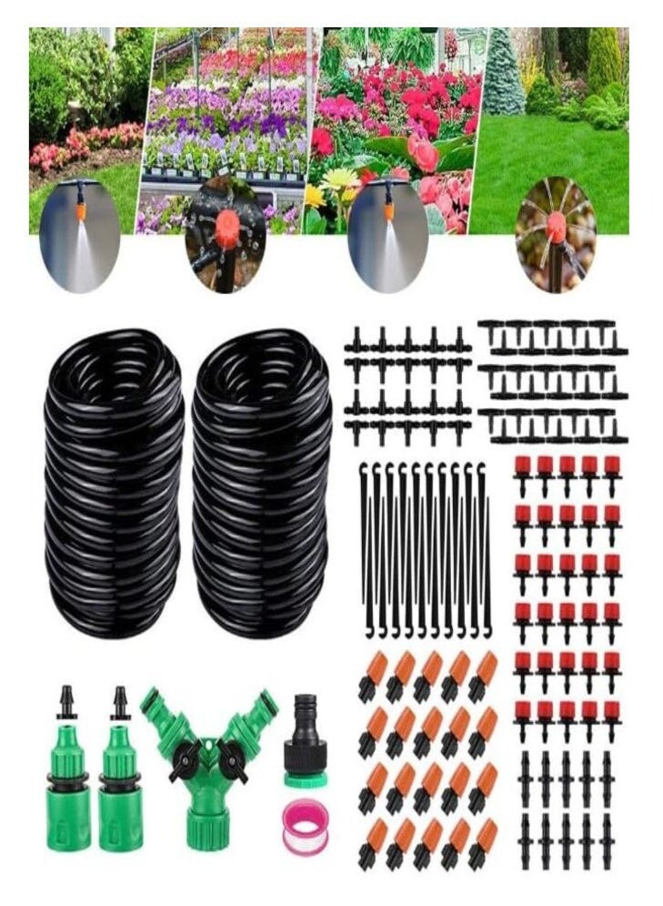 Bukela Garden Watering System - Automatic 40M Plant Watering System with Adjustable Easy Distribution Tubes with Misting Nozzles and Water Drip Parts for Flower Beds and Plants - Image 1