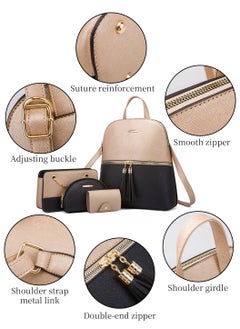 4 Pieces Backpack Set, Fashion Shoulder Bag, Durable PU Leather Crossbody Bag for Women Girls Work, Travel, Commuting, School, Gold/Black - pzsku/Z8352E44A048209F27C4EZ/45/_/1710152138/1adf7037-f9f2-423b-965d-1f0789ac23d4