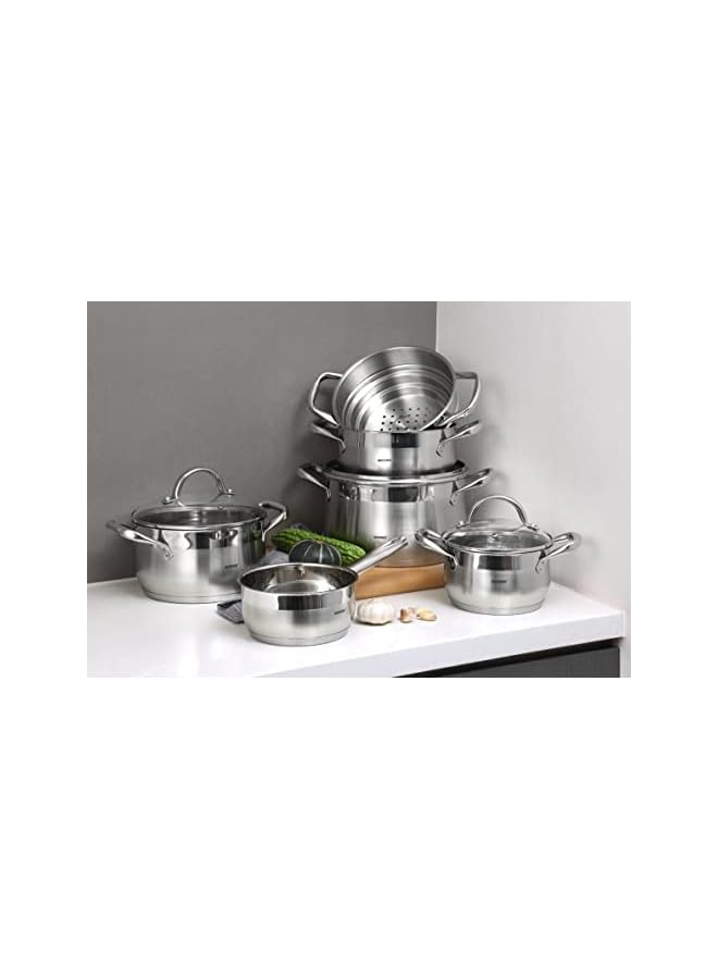 BERGNER وعاء طهي فاخر مع غطاء 24X18.5 سم/8.2 لتر قاعدة من الفولاذ المقاوم للصدأ، BG6504 - Image 3