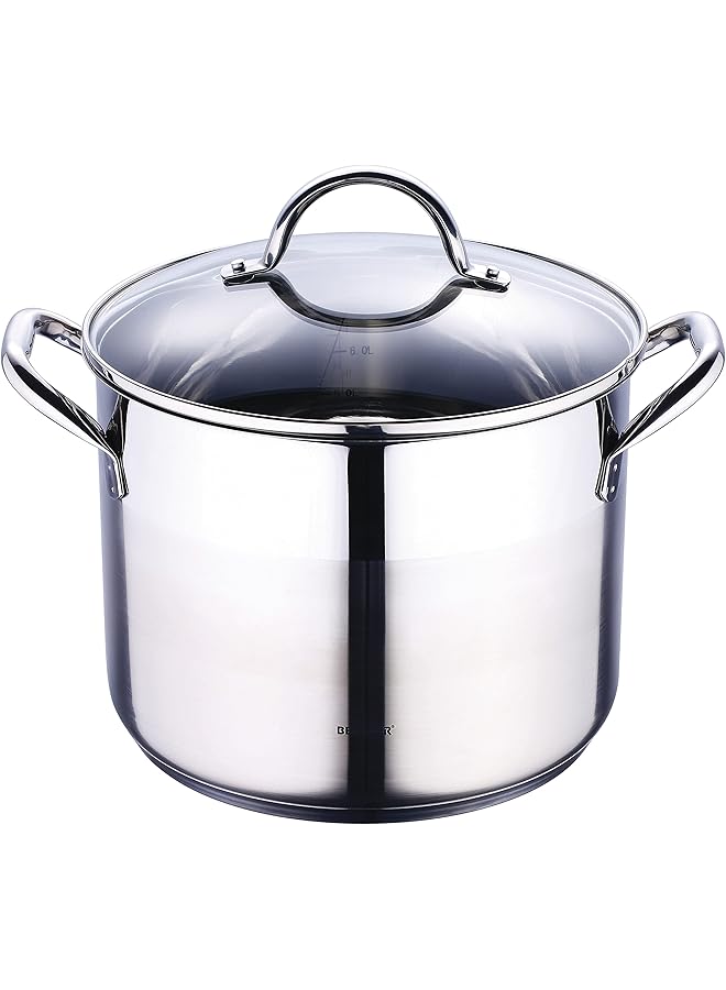 BERGNER وعاء طهي فاخر مع غطاء 24X18.5 سم/8.2 لتر قاعدة من الفولاذ المقاوم للصدأ، BG6504 - Image 1