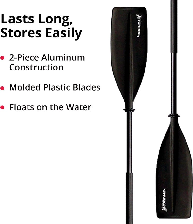 SeaSense Xtreme 1 Kayak Paddle, Black - Molded Plastic Blades, 2-Piece Aluminum Construction - Great for Recreational, Sport, Sea, Whitewater & Fishing Kayaking - Image 2