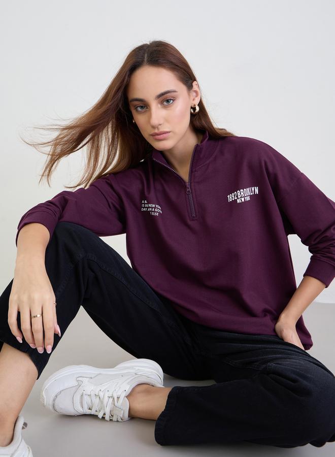 ستايلي سويت شيرت واسع بطبعة كتابة - Image 1