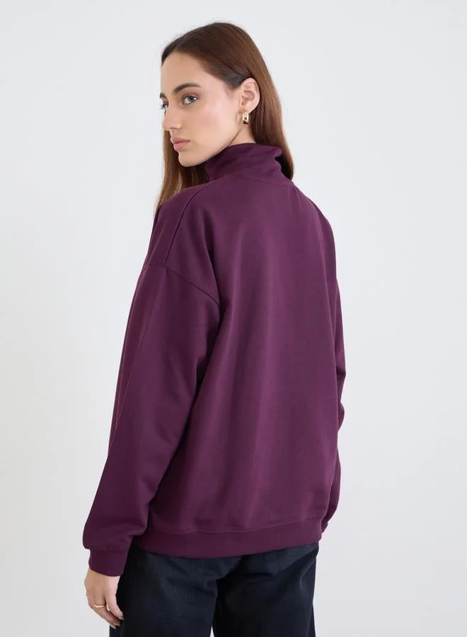 Styli Purple Styli Purple Slogan Print Oversized Sweatshirt for Women | Best Price UAE
