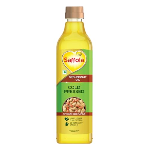 Saffola Cold Pressed Groundnut Oil | 100% Cold Pressed Groundnut Oil | Unrefined, 0 trans fat, Chemical free | Helps Lower Cholesterol, Goodness of Omega 6 & Authentic Seed Flavour | 1L Pet Bottle - Image 1