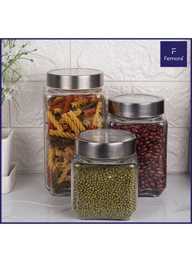 Femora Femora Glass Containers for Kitchen| Glass Storage Jars for Kitchen| Glass Jars| 1 Year Warranty| Jars for Snacks, Fry Food, Masala, Spice, Pickles, Cookies| 500ml| Set of 6 - Image 2