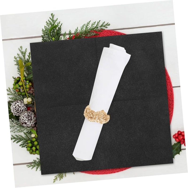 50 قطعة من مناديل العشاء السوداء التي تستخدم لمرة واحدة، ناعمة وصديقة للبشرة، مناسبة لفنادق الولائم والحفلات والأعراس - Image 5