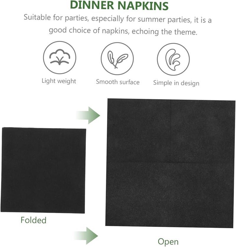 50 قطعة من مناديل العشاء السوداء التي تستخدم لمرة واحدة، ناعمة وصديقة للبشرة، مناسبة لفنادق الولائم والحفلات والأعراس - Image 3