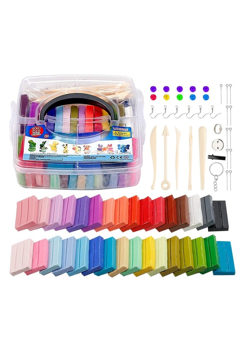 SYOSI Polymer Clay Kit,TERRIFI 32 Colors Oven Bake DIY Modeling Clay with Sculpting Tools, NonToxic & Safe, Art Craft Gifts Clay for Kids. - Image 1