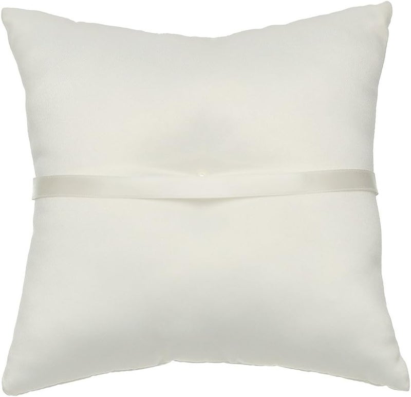 SAMKY Pearl Embroidered Flower Leaves Wedding Ring Bearer Pillow 7 Inch x 7 Inch - Ivory RP010I - Image 3