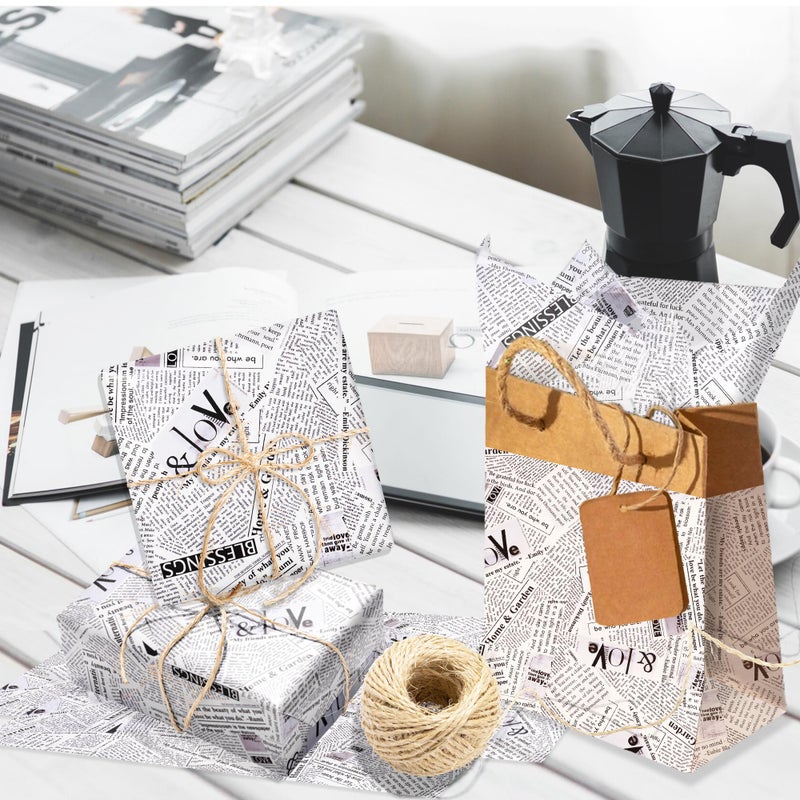 JOINFANXIN 100 Sheets Retro Newspaper Pattern Wrapping Paper, Vintage Newspaper Print Gift Wrap Tissue Paper, DIY Arts Crafts for Birthday Baby Showe Party Decoration Supplies, 13.8 x 19.7 inches - Image 5